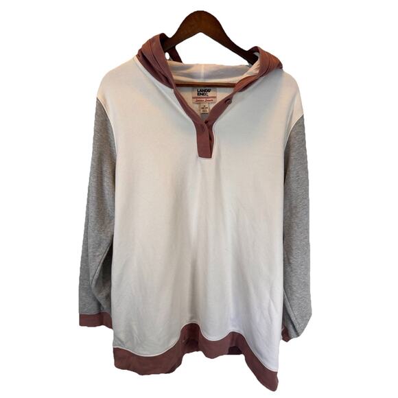 Lands' End Women’s 2X Serious Sweats Hooded Colorblock Sweatshirt Pullover White - Picture 6 of 9